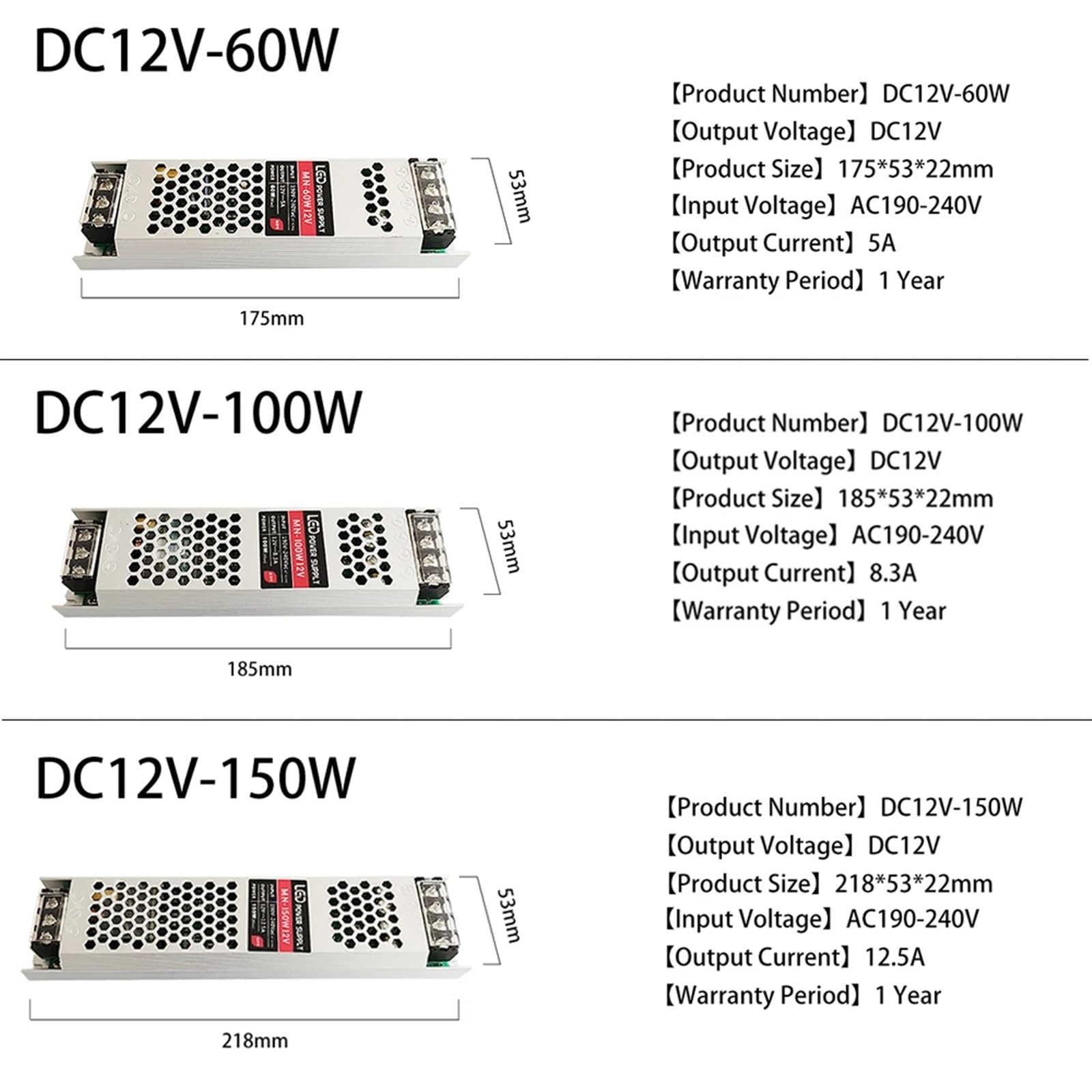 220V do 12V 60W150W400W LED zasilacz LED do paska świetlnego reklamy(Project DC12V 300W)