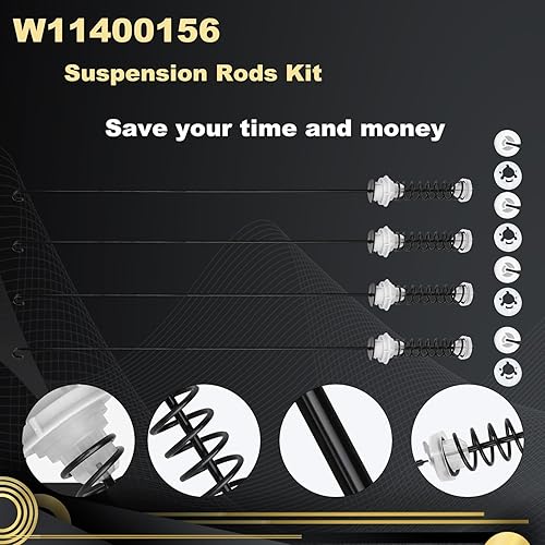 Miniatura 6 de Tooneus Kit de varillas de suspensión para lavadora W11400156 W11187091 (4 piezas) para Whirlpool Kenmore y Maytag Reemplazar PD00065760 AP6976426