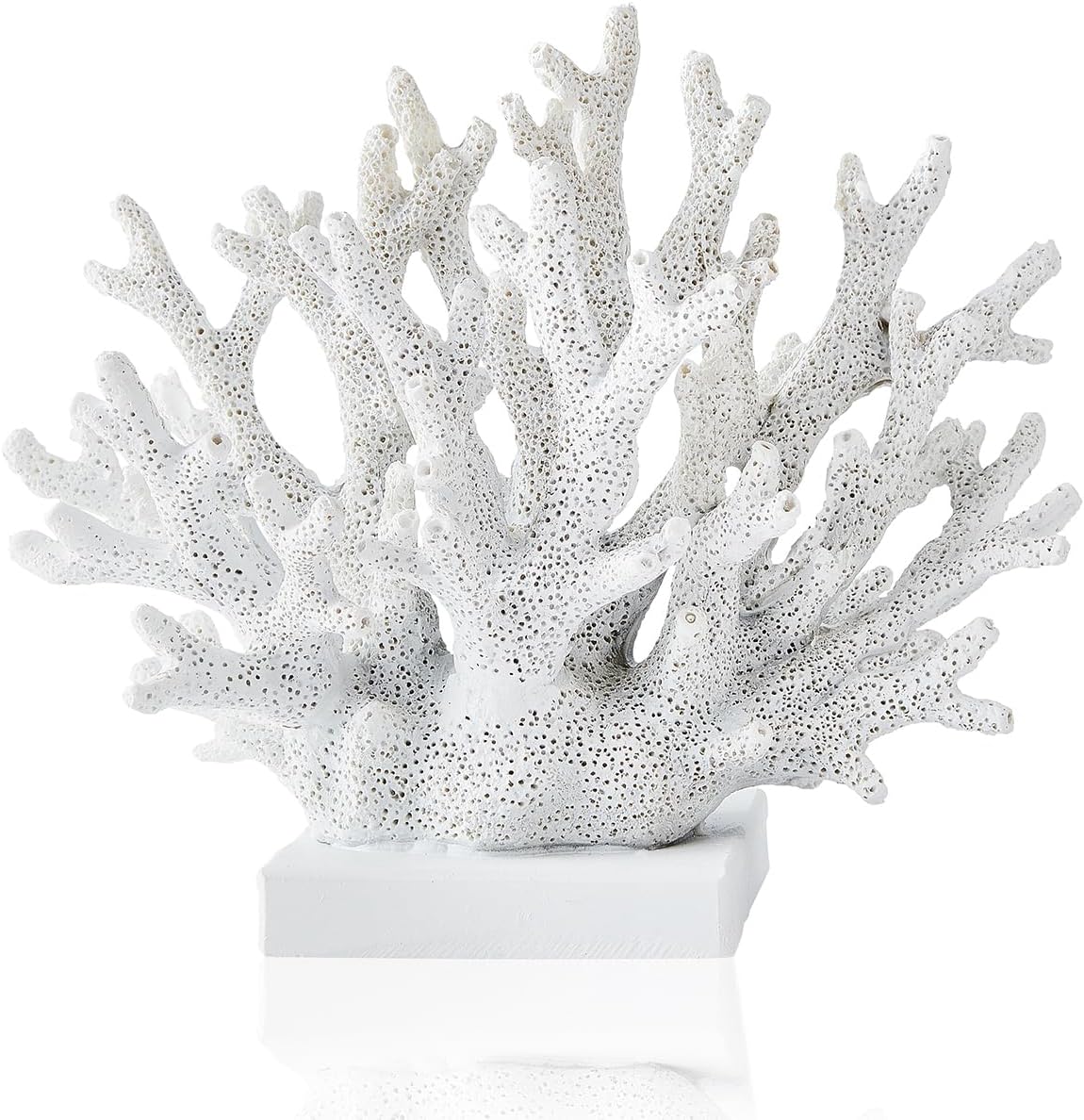 Artificial Coral Reef Décor, Nautical Decorations for Home, Marine Style Decoration, Ocean Themed Cabinet Shelf Tabletop Decor (White)