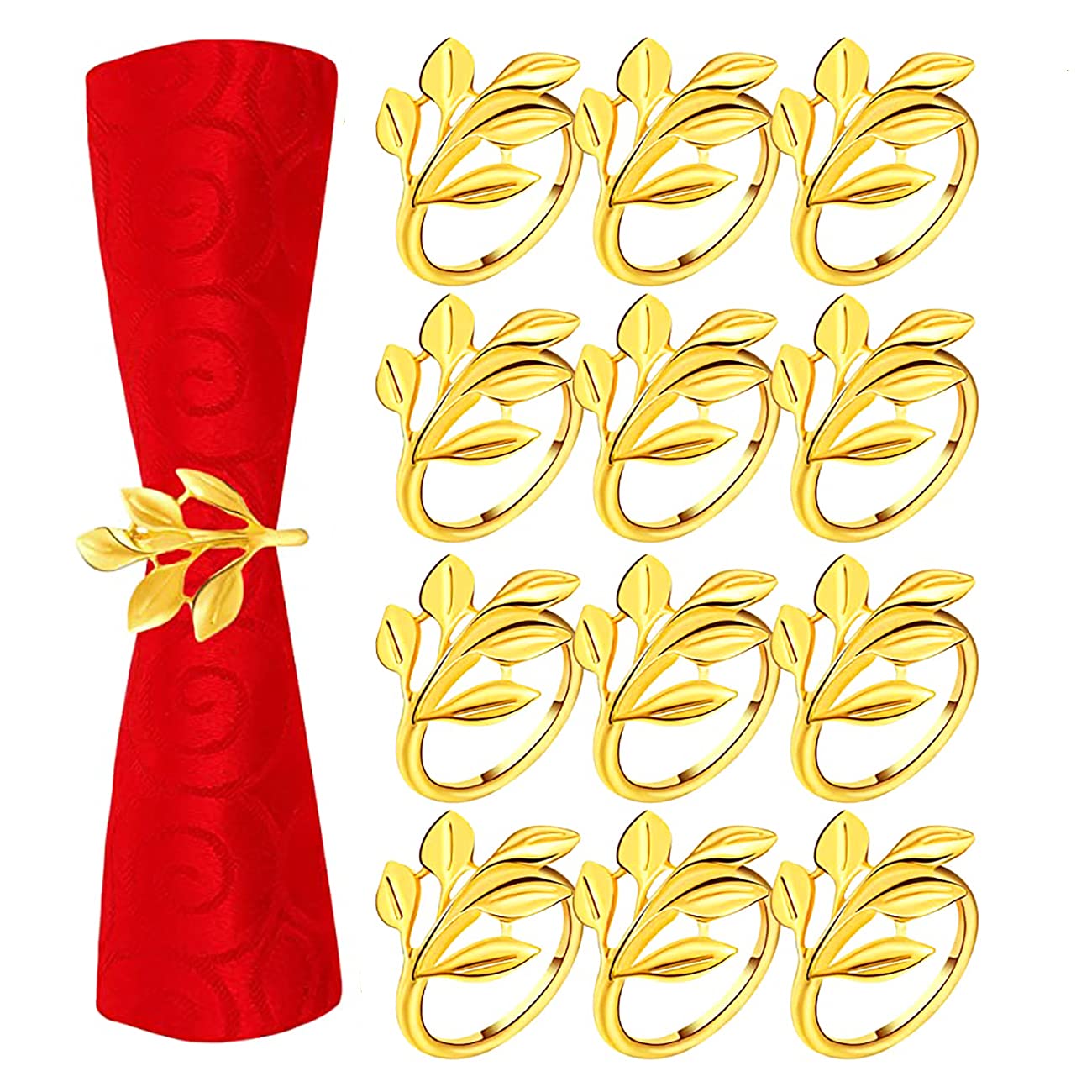 FOROREH Set Di 12 Anelli Portatovaglioli In Metallo Dorato - Per Matrimoni, Banchetti E Decorazioni Tavola - Foto 6