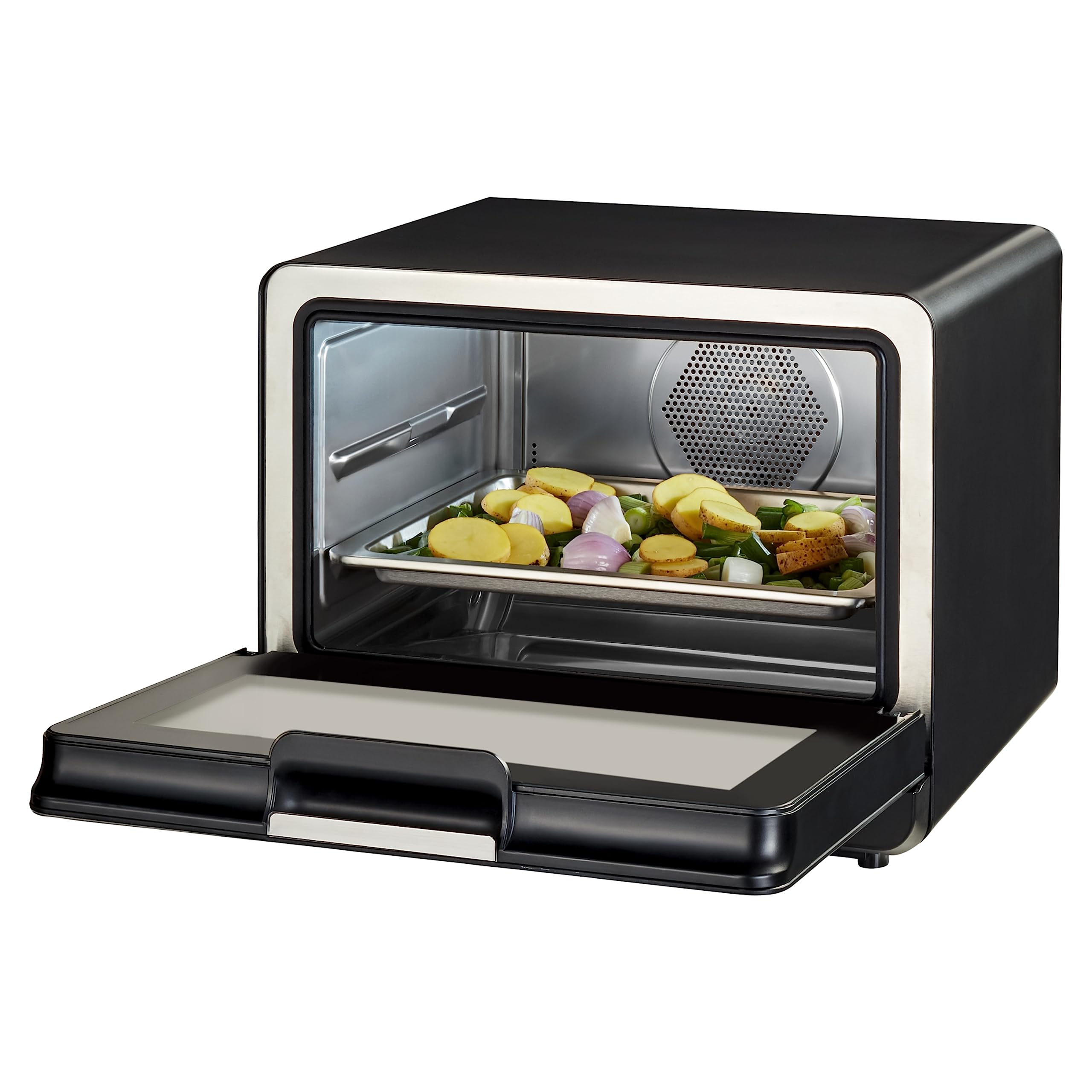 MEDION Dampfbackofen (Dampfgarofen, 2.150 Watt Dampfleistung, 1.500 Watt Heißluftleistung, freistehend, Wassertank, LED Display, Auftaufunktion, 40 Automatikprogramme, 35°C - 230°C, MD10450)