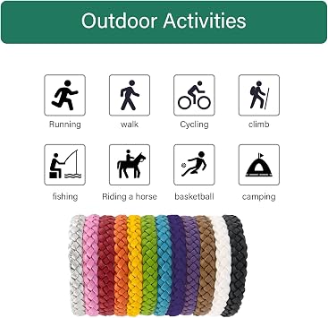 Mosquito Repellent Bracelet 12 PCS,350 Hours Insect Repellent Bracelet for Adults & Kids, Adjustable Leather Natural Mosquito Bands Anti Mosquito Bracelet for Outdoor Indoor