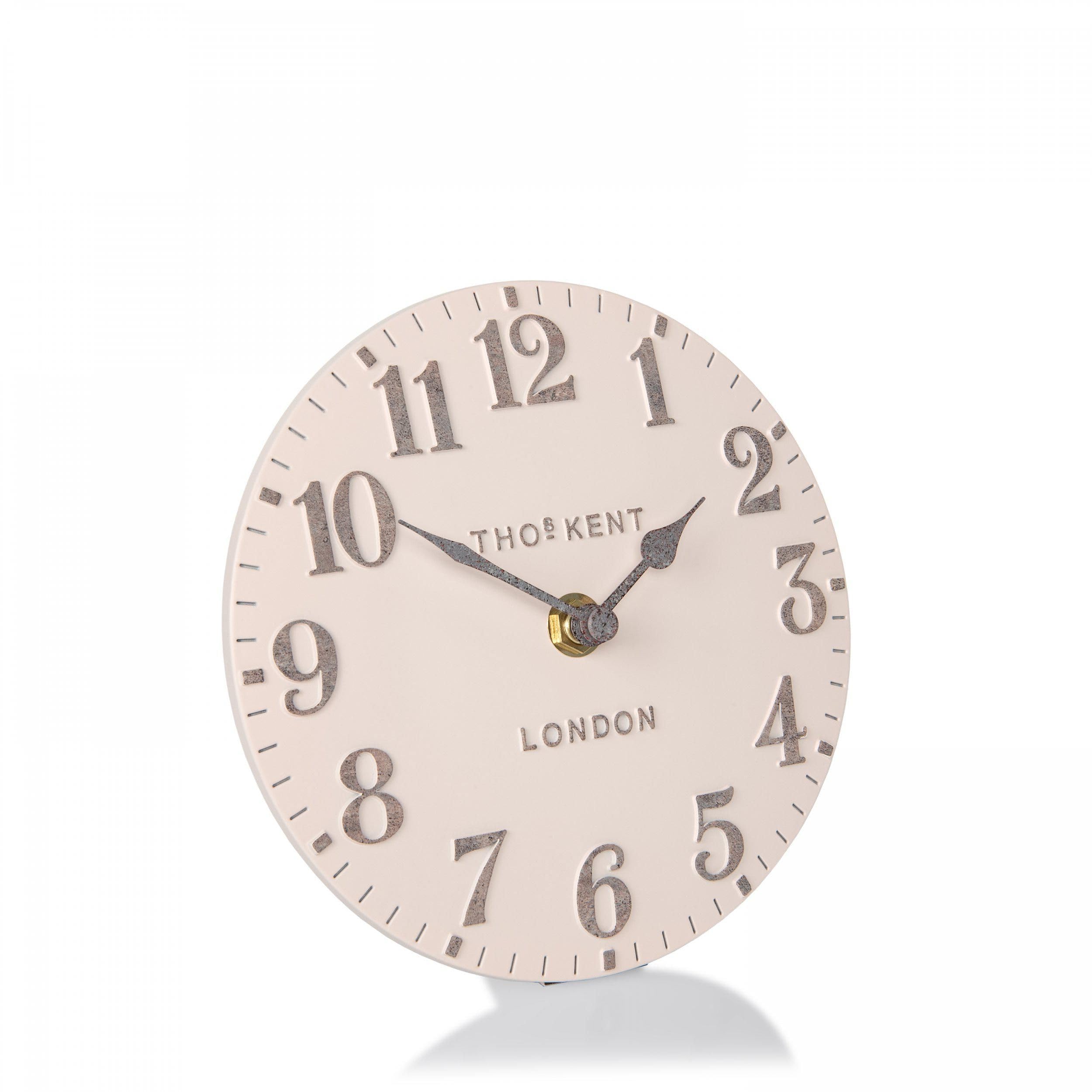 Thomas Kent London Pink Thomas Kent 6" Shy Arabic Mantel Clock With Stone Effect Numerals & Quartz Movement