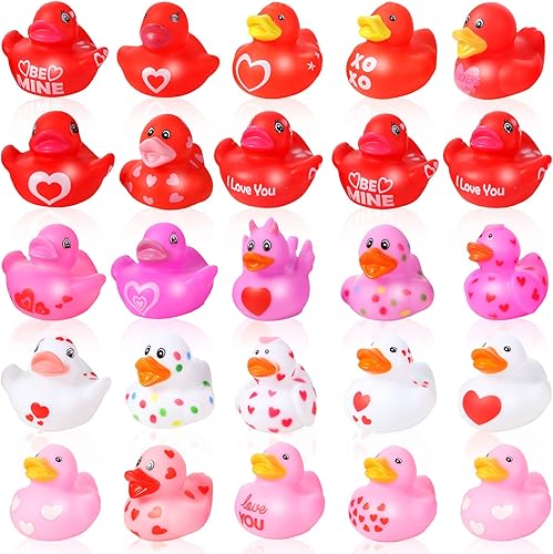 Miniatura 1 de Paquete de 120 patos de goma para el día de San Valentín de 2 pulgadas a granel 26 mini patos de goma juguete de baño para el día de San Valentín