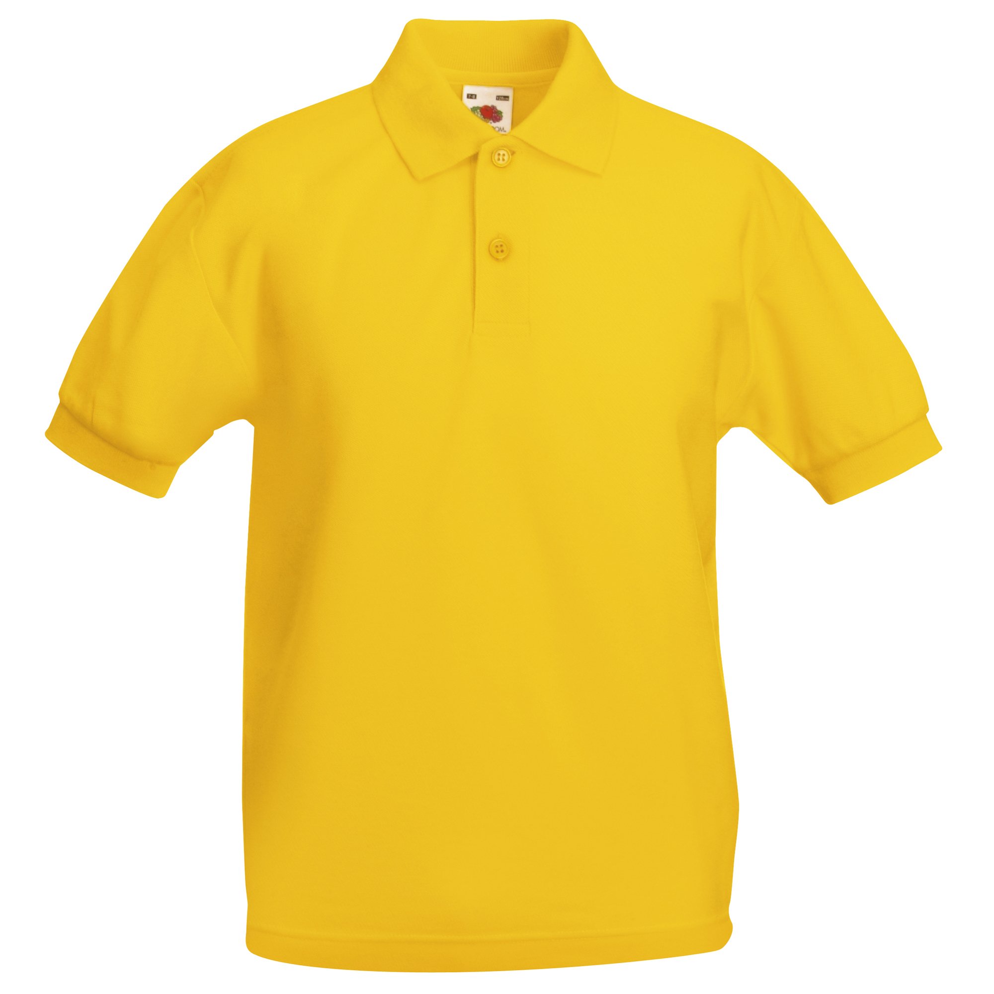 Fruit of the Loom Kids' Pique Short-Sleeved Polo Shirt - Yellow - 5-6 Years