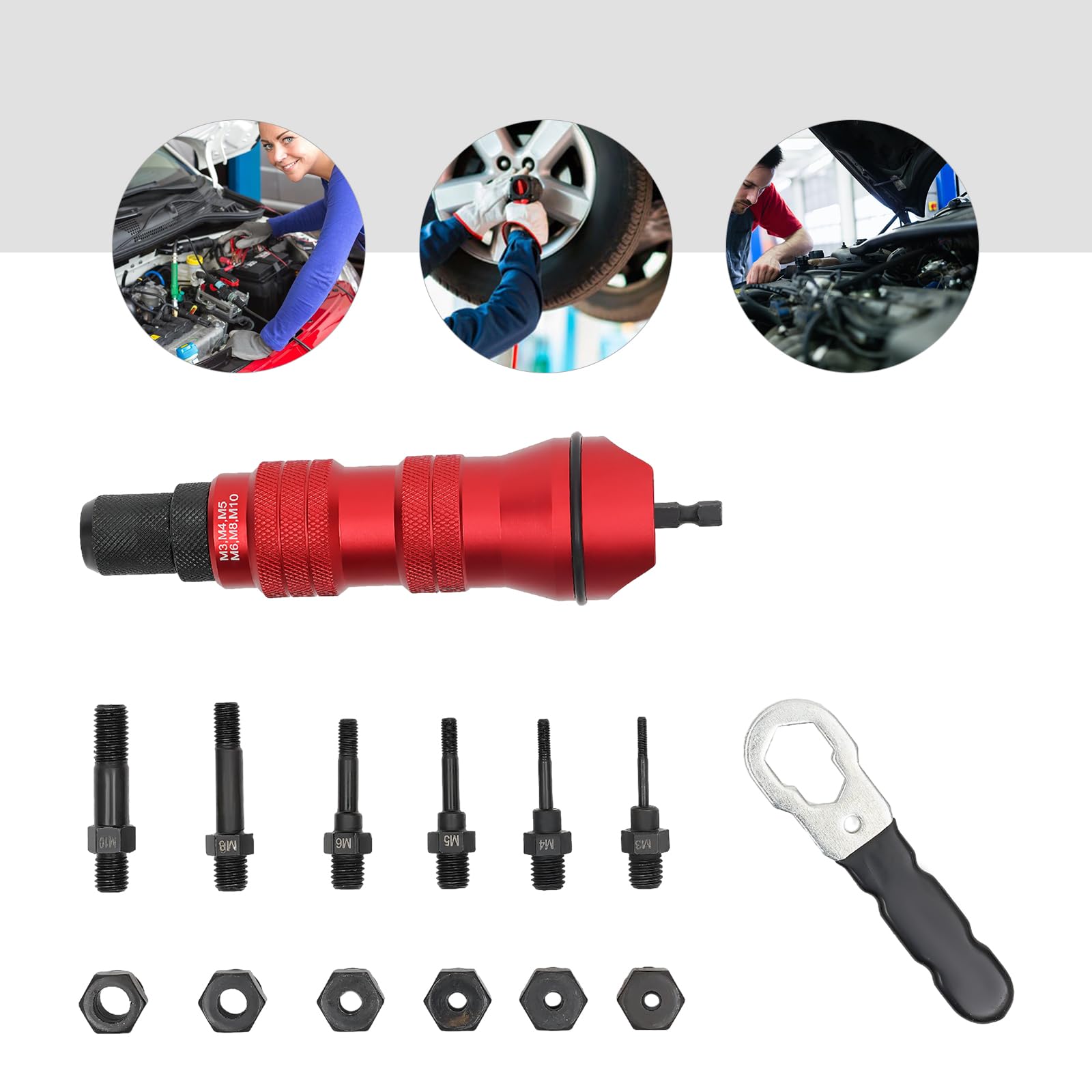 Rivetto professionale, rivettatore elettrico, rivetto per avvitatore a batteria o trapano, pinza per rivetti elettrici, adattatore/rivetto/rivetto/driver
