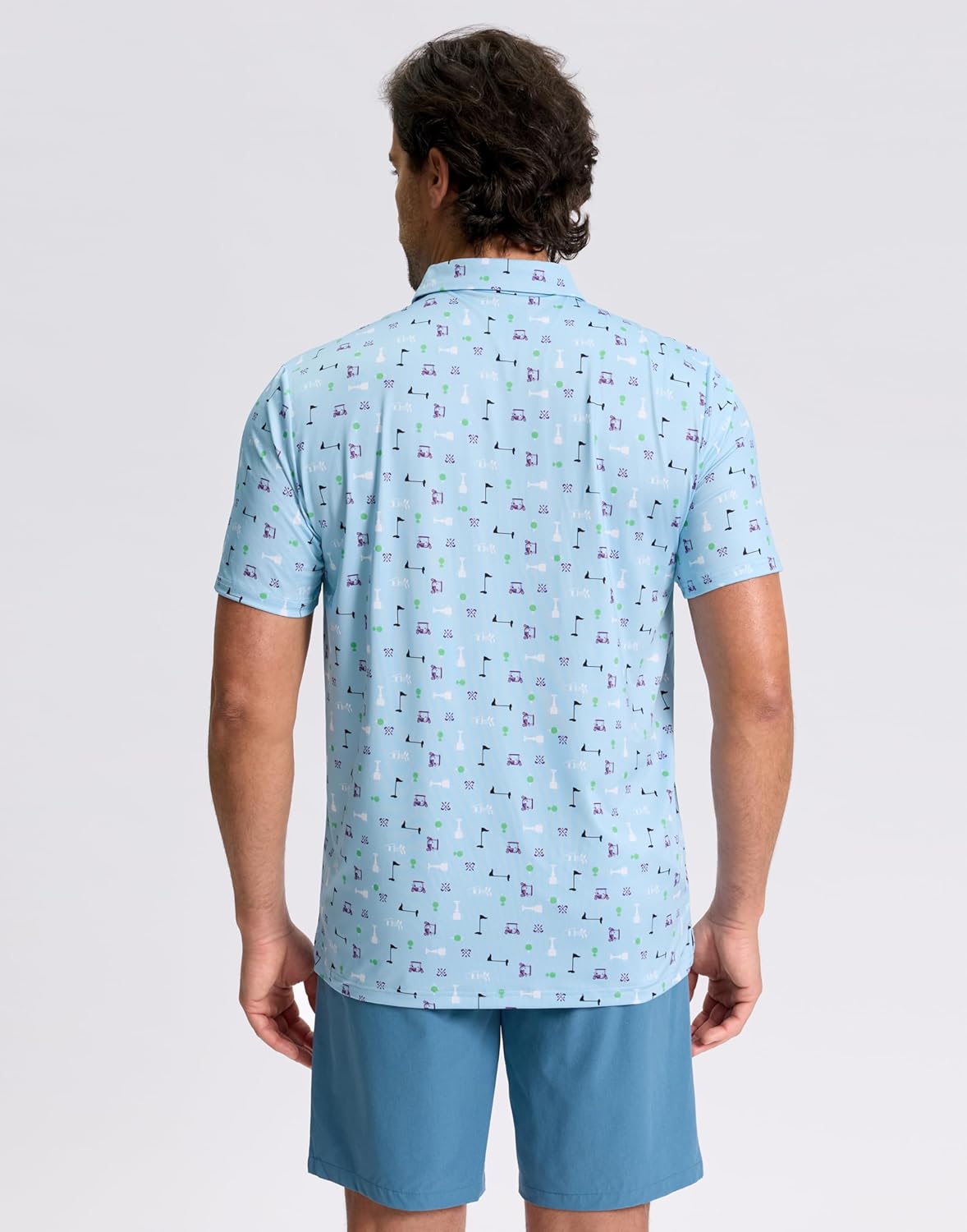 Obla Mens Golf Polo Shirts Short Sleeve Dry Fit Performance Moisture Wicking Casual Print Collared Golf Shirts for Men thumbnail