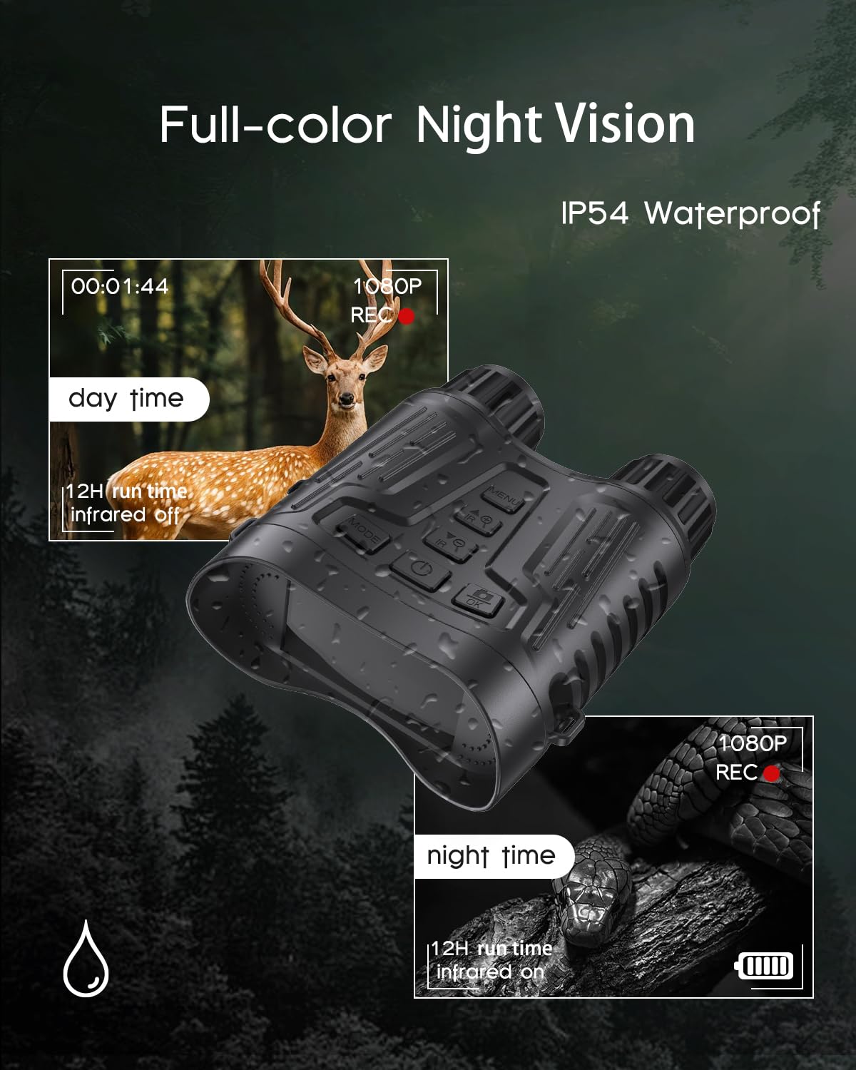 Prismáticos de visión nocturna 4K con grabación de video para hombres, para papá y marido, pantalla HD de 3.2 pulgadas, zoom 8X, tarjeta de 32 GB, regalos para el día de San Valentín, cumpleaños