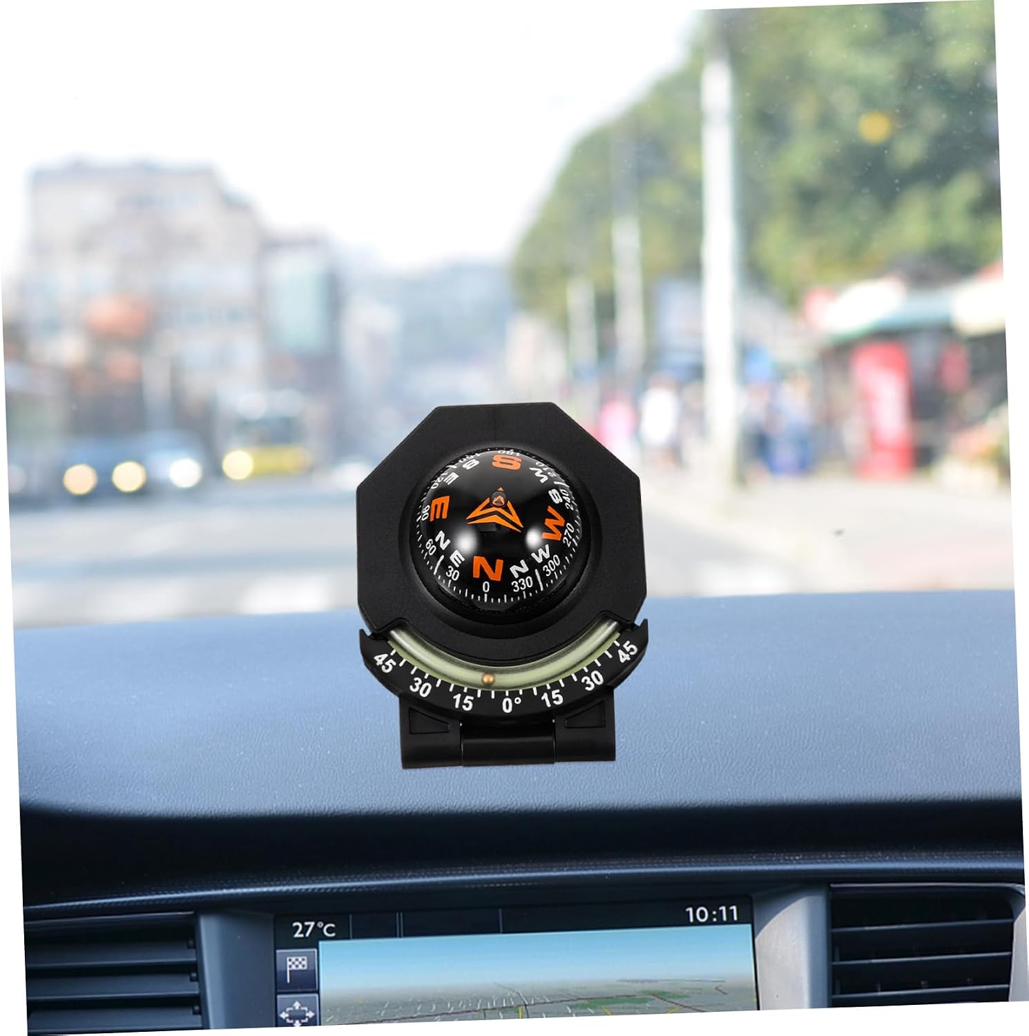 Luminous Ball Shaped Car Compass with Self Adhesive Dash Mount Easy Navigation Tool for Vehicles Boats and Use Convex Enlargement for Calibration Portable Automotive Direction