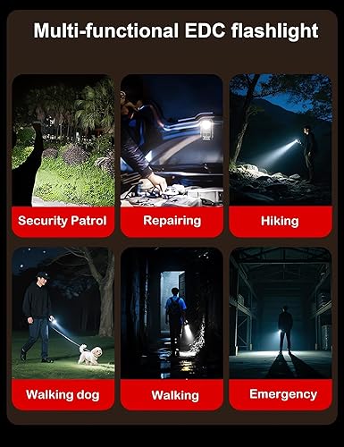 Miniatura 7 de Linterna LED de Bolsillo Recargable, Linterna de 500 Lúmenes en Llavero, Luz Pequeña EDC para Trabajo Nocturno, Correr, Caminar, Acampar, Pescar,