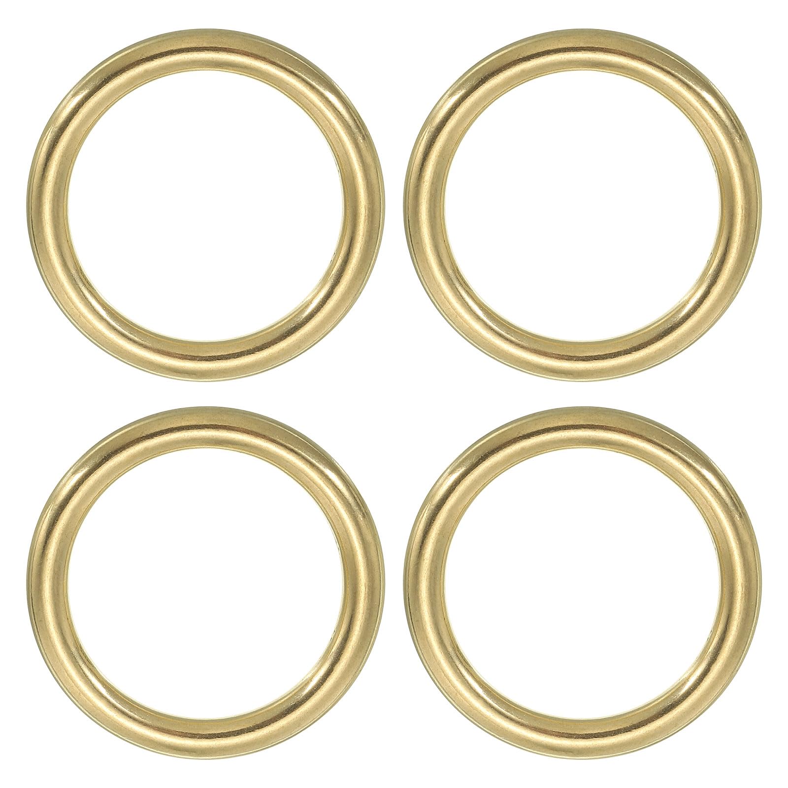 PATIKIL Brass O Ring, 4 Pack 1.5 Inch Inner Dia Solid Brass Round Ring Circle Loop Buckle for Leather Craft Purse Bag