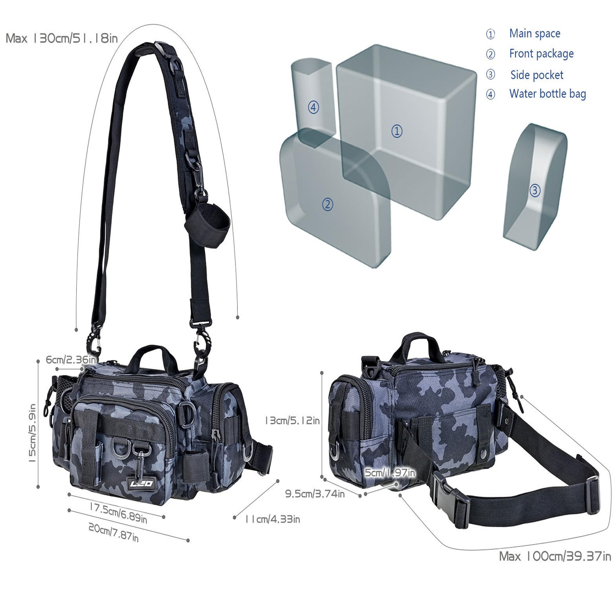 YUEMING Angelgerätetasche, Karpfentasche für Angler, Angeltasche Umhängetasche Tragbarer Groß Rucksack Angelbeutel,Aufbewahrungstasche für Outdoor-Angelausrüstung