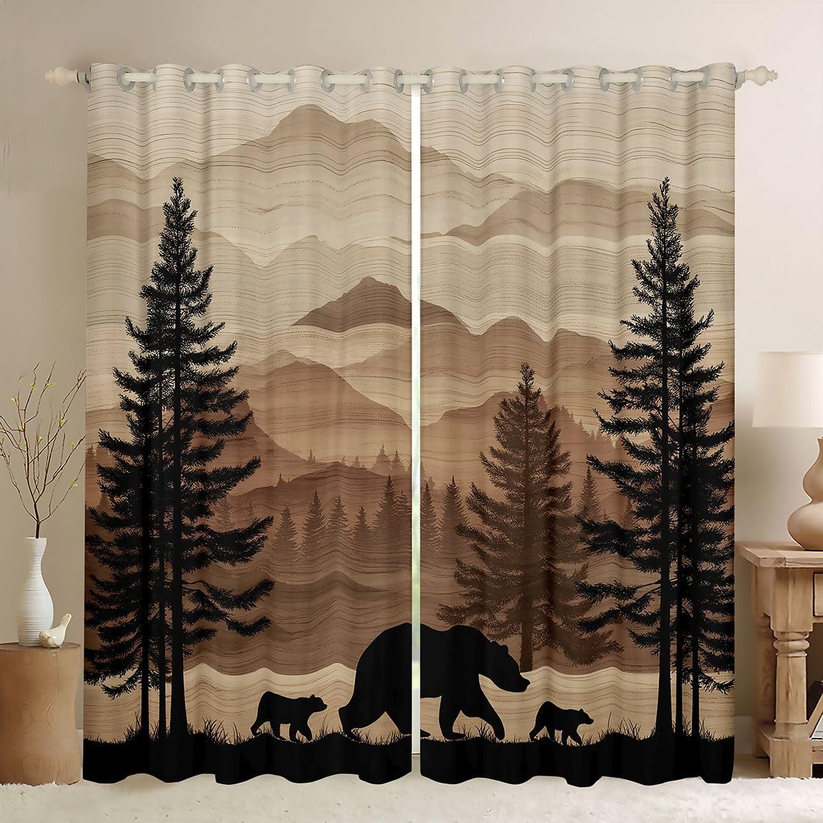 Feelyou American Flag Blackout Curtains Cute Deer Darkening Drapes for Bedroom Living Room Decor Deer Hunting Thermal Insulated Shades Antlers Window Treatments, 2 Panels 38 x 45 Inch