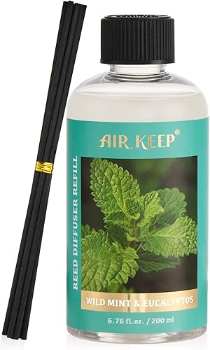 Miniatura 22 de Airkeep recarga de aceite para difusor de lengüetas con varillas de difusor, 6.76 fl oz (200ml) aceites perfumados de lavanda, eucalipto y algodón