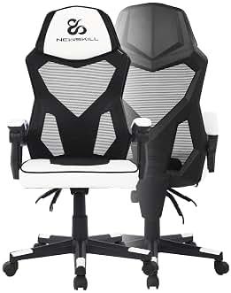 NEWSKILL Eros Silla Gaming ergonómica con Respaldo de Malla, Asiento Acolchado y Base metálica - Color Blanco