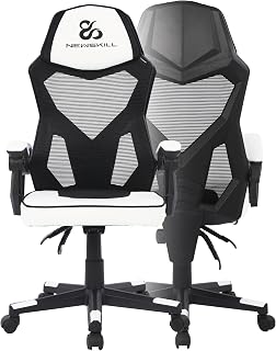 NEWSKILL Eros Silla Gaming ergonómica con Respaldo de Malla, Asiento Acolchado y Base metálica - Color Blanco