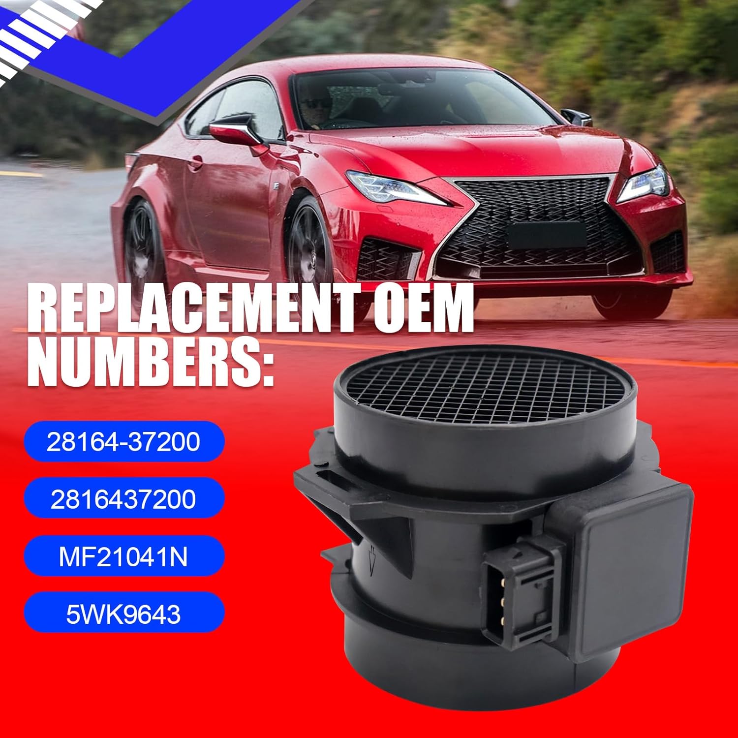 SMMS Mass Air Flow Sensor Meter MAF for Hyundai Santa Fe Tucson Tiburon Sonata for Kia Magentis Optima Sportage V6 2.5L 2.7L, Replace OE 28164-37200, 2816437200, MF21041N, 5WK9643