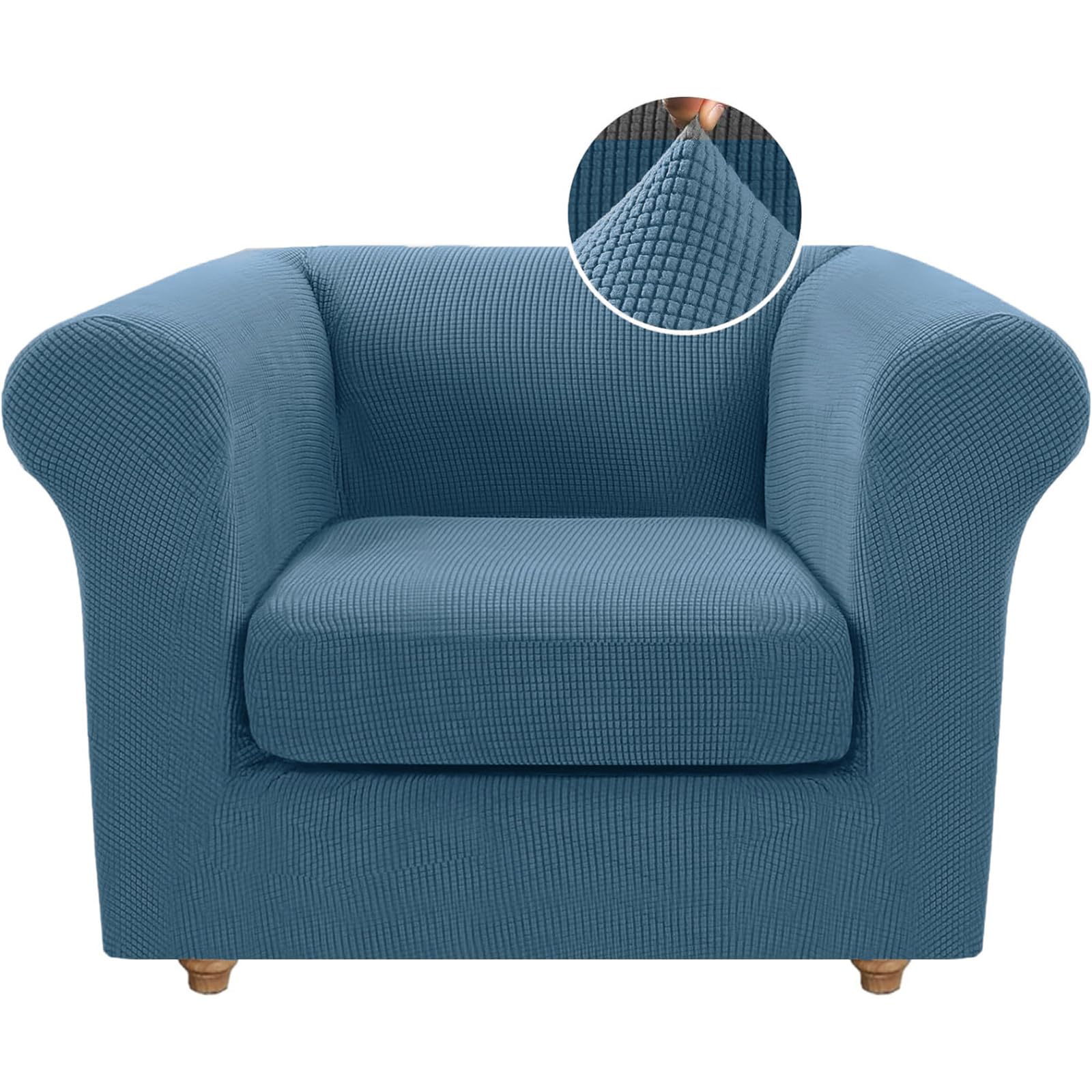 BXFUL Stretch Chesterfield Sofa Cover with Separate Cushion Covers for Living Room Soft Non-Slip Sofa Slipcover Furniture Protector for Dogs Feature Thick Jacquard Fabric (Chair,Storm Blue)