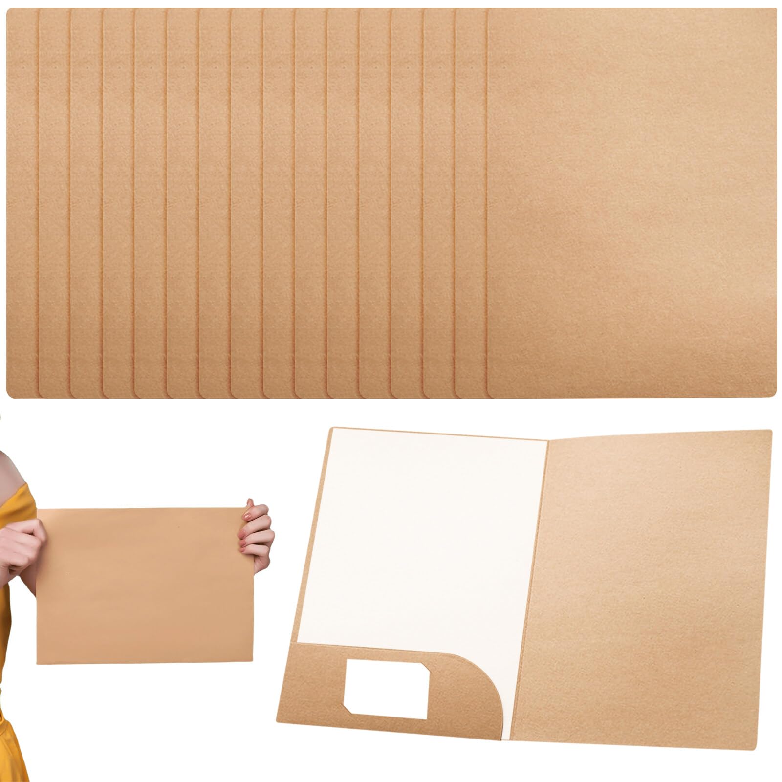 10 Cartelline Portadocumenti A4 In Carta Kraft - Cartelle Marroni Resistenti Con Tasche, Per Archiviazione Progetti, Documenti, Presentazioni