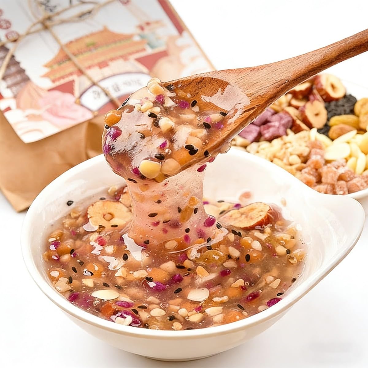 Rose Eight Treasures Almond Tea Mix, 90g Pack, Instant Brew With Hot Water, Ideal For Breakfast, Snack & Late Night Meal