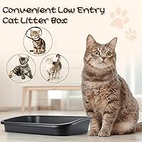 Vista 5 de Uiifan 3 cajas de arena para gatos mayores de entrada baja, caja de arena de gran tamaño para mascotas de entrada baja con parte superior abierta