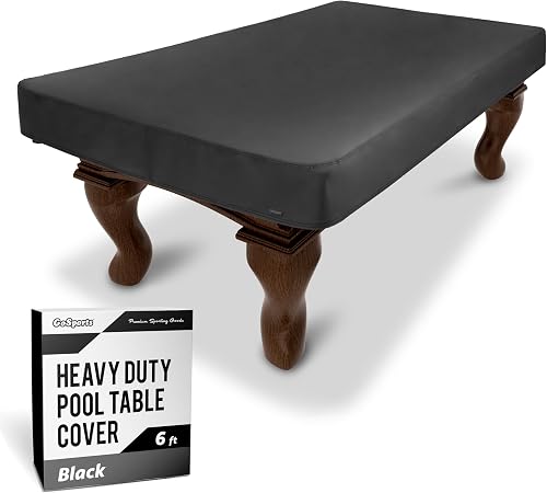 GoSports 6 ft Premium Leatherette Pool Table Cover - Waterproof & Tearproof - Heavy Duty Indoor & Outdoor Billiard Table Cover - Black