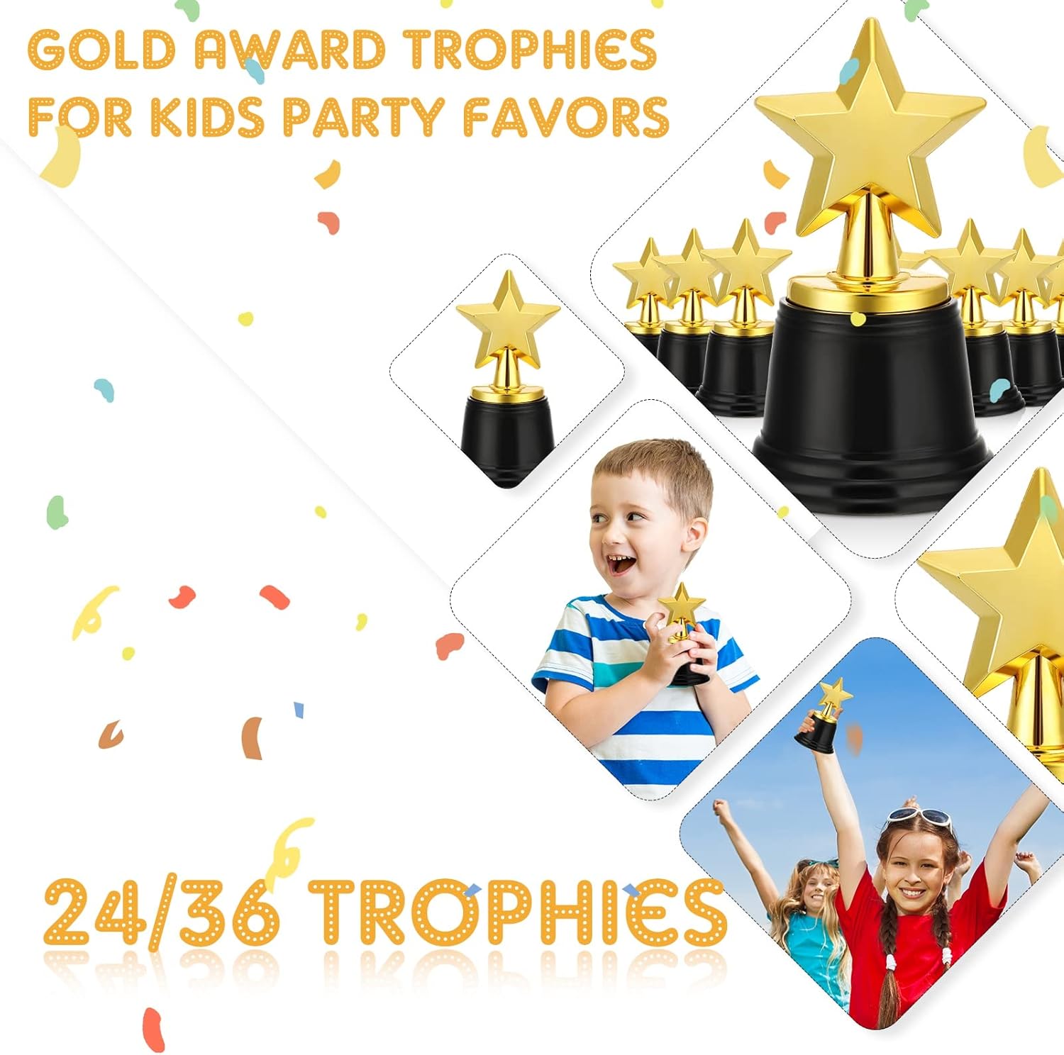 Jerify Mini Star Trophy Awards Bulk 4.7 Inch Gold Trophy Awards Plastic Cup for Party Favors Soccer Football Winning Prize Competitions Carnival Rewards