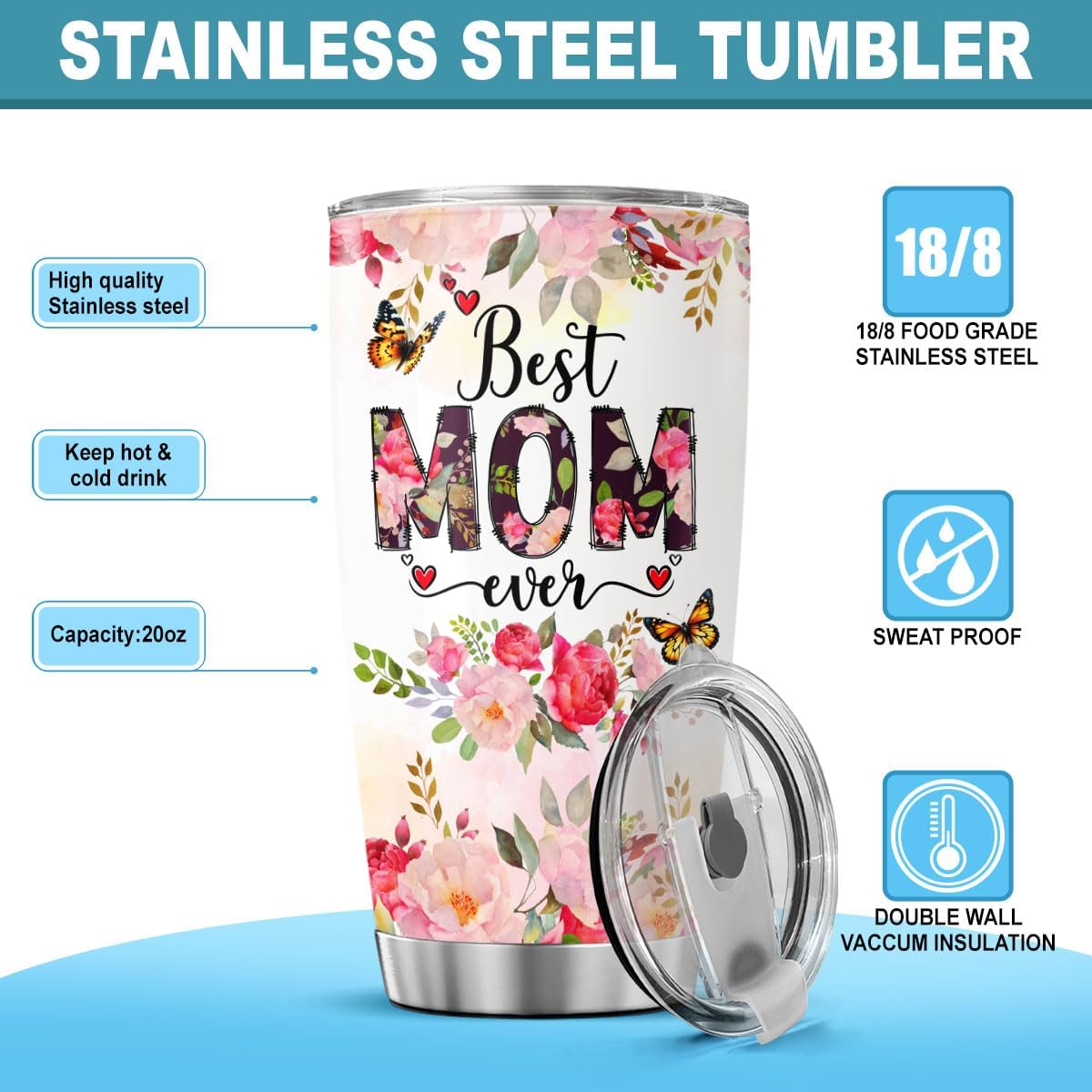 Mom Ugly Children, Funny Coffee Mothers For Tumblers Mama Mother Insulated Day Cups Women Handle, Tumbler 20 Oz With Lid And Straw, Best Mom Ever Gifts - Image 7