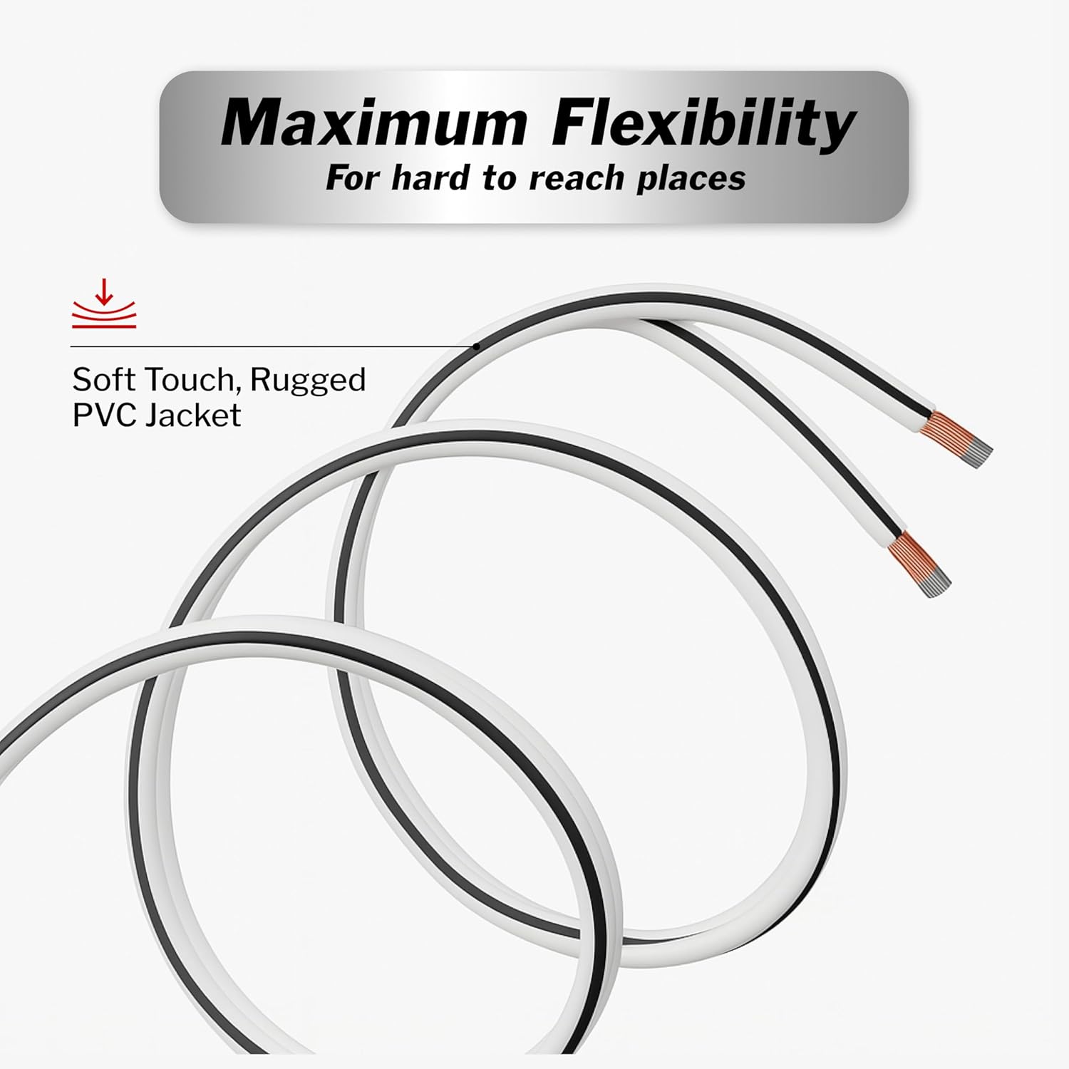 InstallGear 14 Gauge AWG Speaker Wire Cable - White (500ft) - Outdoor, Automotive, Marine