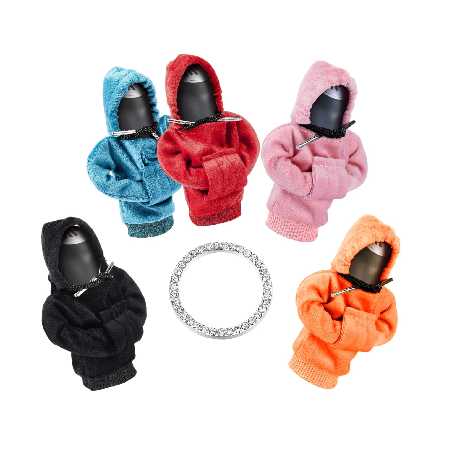 MQIAEGear Shift Hoodie,Car Shifter Hoodie,Cute Car Interior Accessories,Shift Knob Cover Gift Universal Fit Knob Cover (5pc)