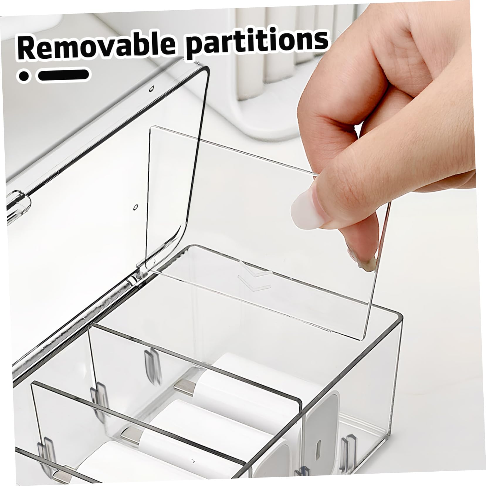 Scatola Organizzatore Cavi Trasparente 2 Pezzi in Plastica | Etichette Incluse, 20 Fascette per Ordinare i Cavi, Uso Versatile per Accessori e Scrivania