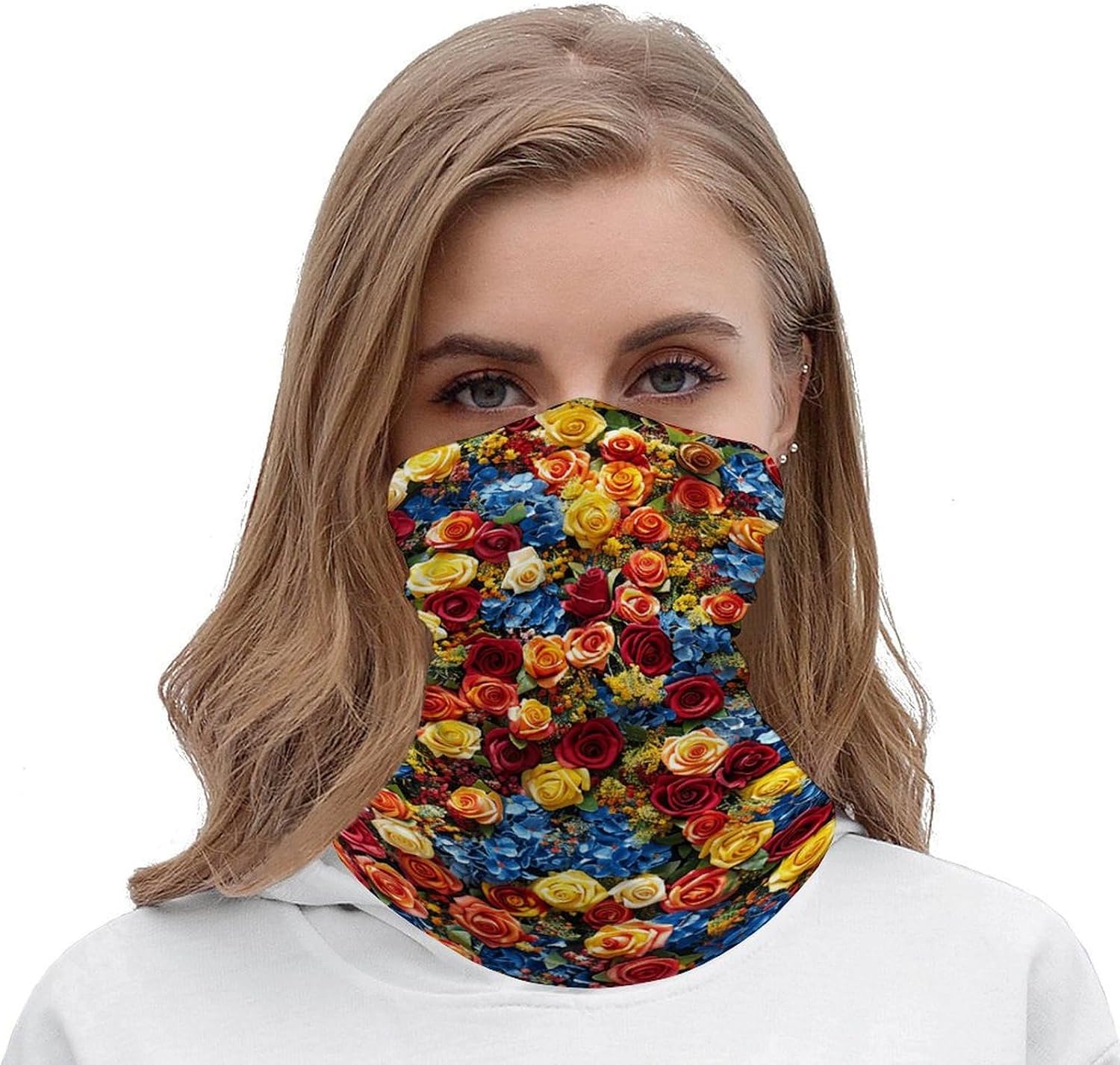 UPF 50+ Sun Protection Neck Gaiter Elastic Bandana Outdoor Breathable Face Mask Romantic Flower Display Cooling Face Cover Scarf Balaclava Fishing Mask Headband for Men Women image 4