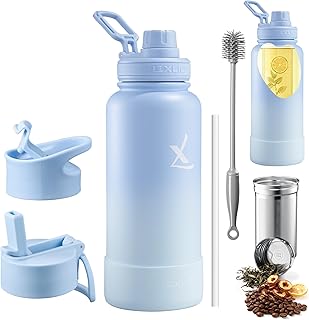 Lexlion Tea Infuser Water Bottle 32 Oz – Triple Wall Insulated Stainless...