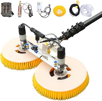Multifunctional Solar Panel Cleaning Tools,Water Fed Pole Kit,70cm Rotating Double Brush Head,Photovoltaic Solar Panel Cleaning Machine,7M