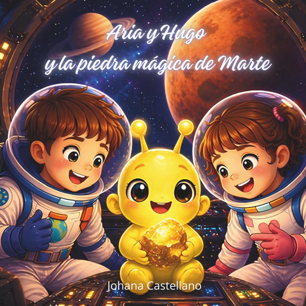 Aria y Hugo y la piedra mágica de Marte: Cuento infantil del espacio para niños de 3 a 6 años: Aventura, amistad y misión en Marte para primeros lectores (Monett Stories)
