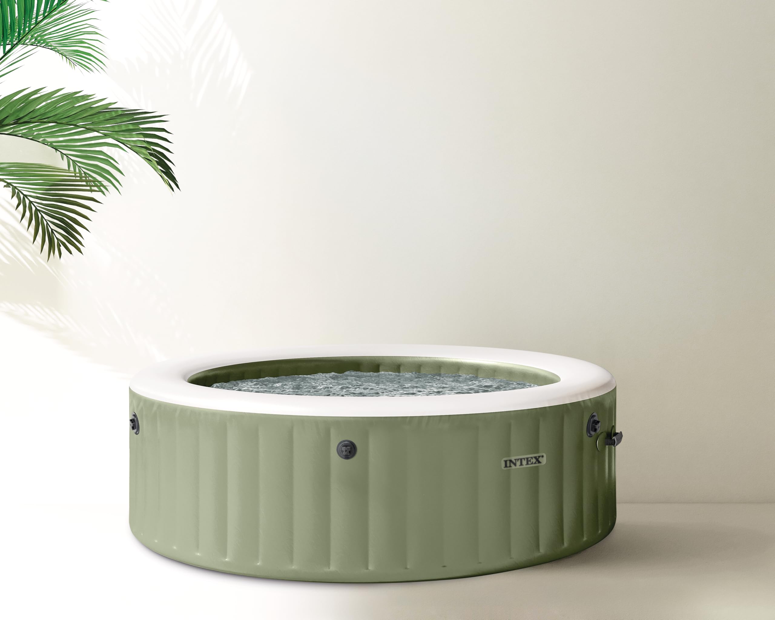 Intex 28412NP - Idromassaggio Gonfiabile Rotondo PureSpa Bubble Massage, 8 Posti, 170 Getti, PVC, Verde, 236x71 cm