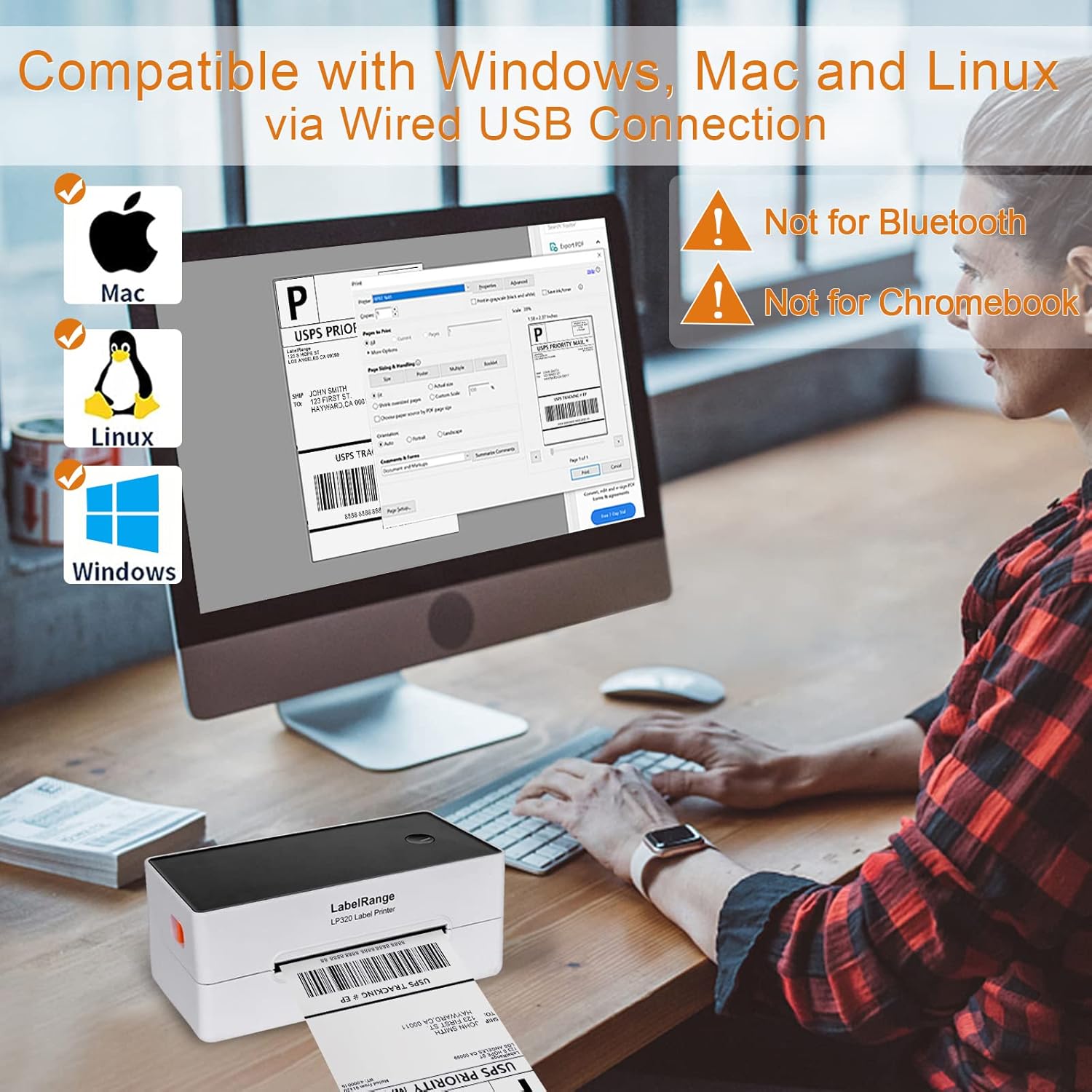 LabelRange LP320 Label Printer – High Speed 4x6 Shipping Label Printer, Windows, Mac and Linux Compatible, Direct Thermal Printer Supports Shipping Labels, Barcode Labels, Household Labels and More : Office Products