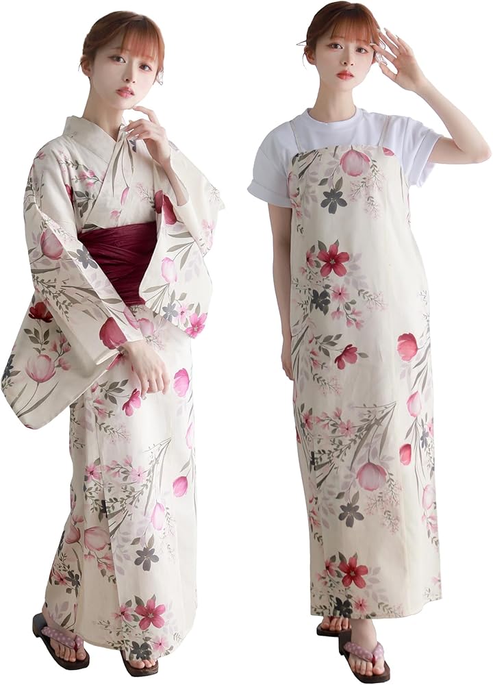 Amazon | [キョウエツ] 浴衣セット 変わり織 生成り ワンピース 2点