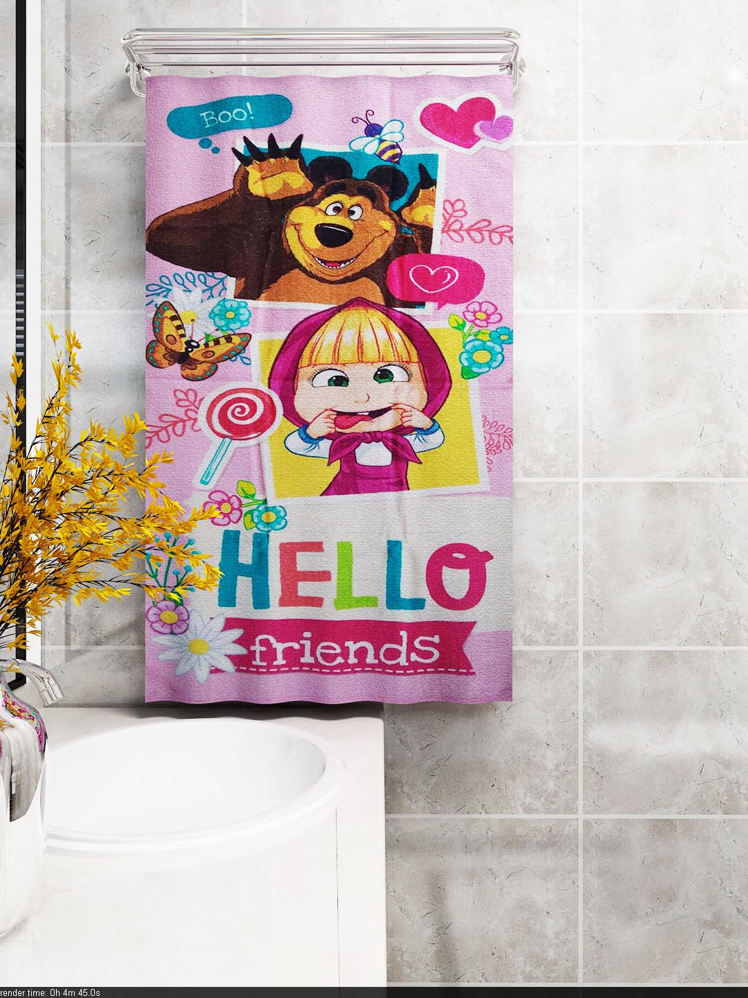 Athom Living Cotton Mash & The Bear Kids Bath Towel - 350 GSM, 60x120 cm