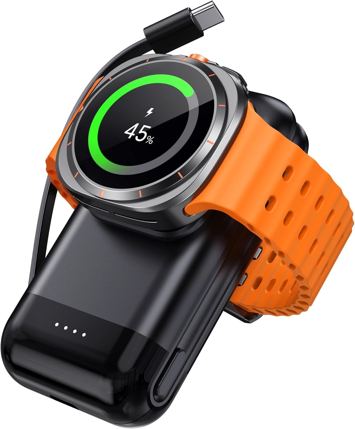 leChivée Portable Charger for Samsung Watch 8, 6000mAh Power Bank Portable External Battery with Integrated Cable, Phone Charger Compatible with Galaxy Watch 8 Classic/8/Ultra/7/6//5/4/3