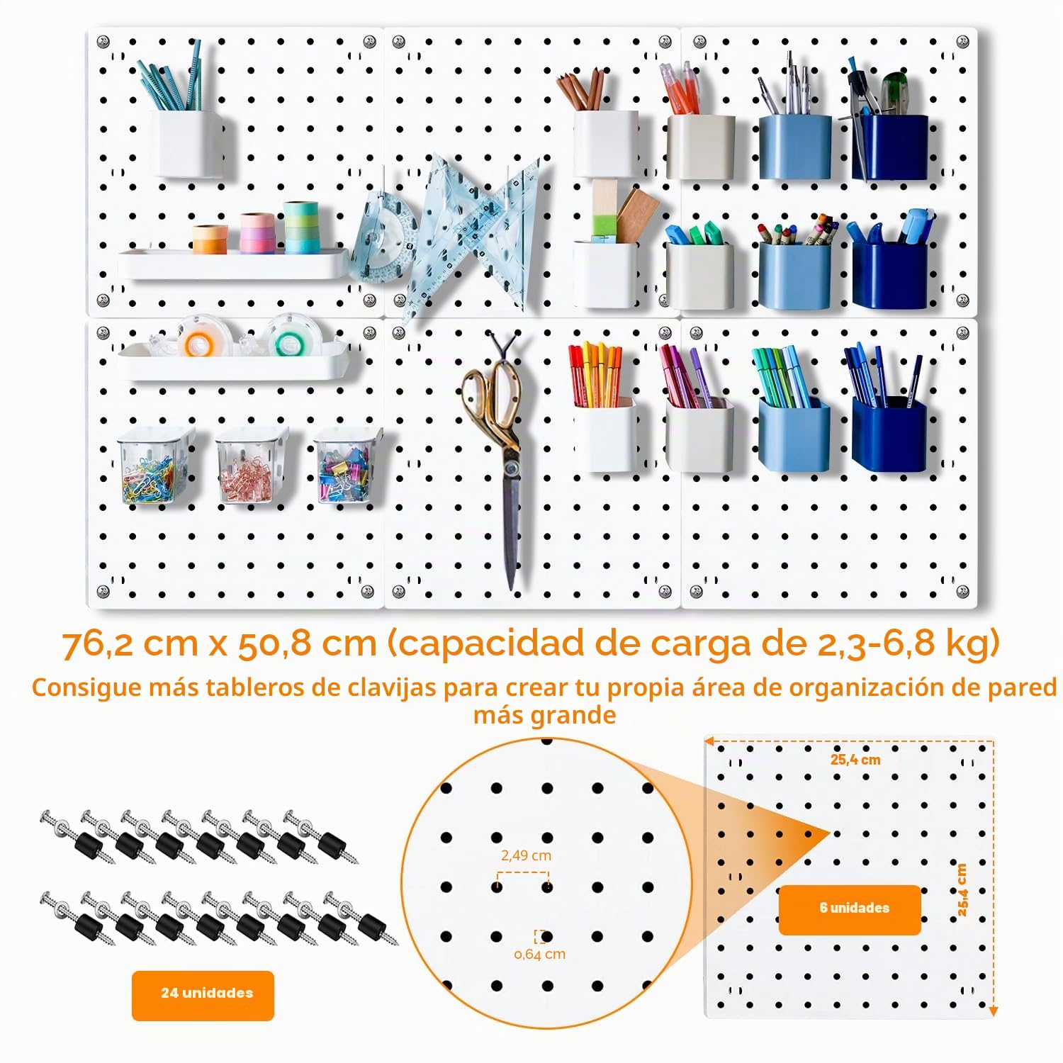 6 tableros de clavijas, tablero de clavijas, organizador de pared de tablero de clavijas, kits de tablero de clavijas para almacenamiento de tablero de clavijas, tablero de clavijas pequeño para sala