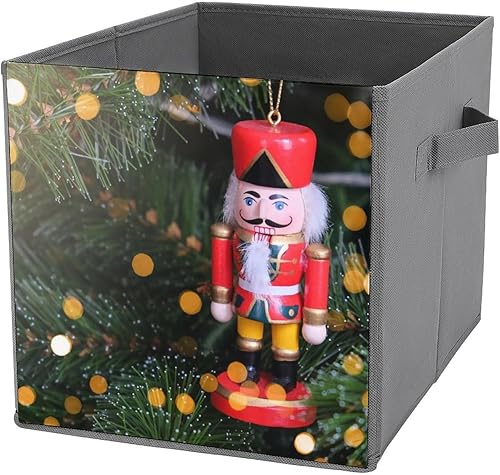 MEIKKO Juguete divertido cascanueces plegable organizador de tela con asas, organizador de armario de árbol de Navidad para estantes, plegable, para