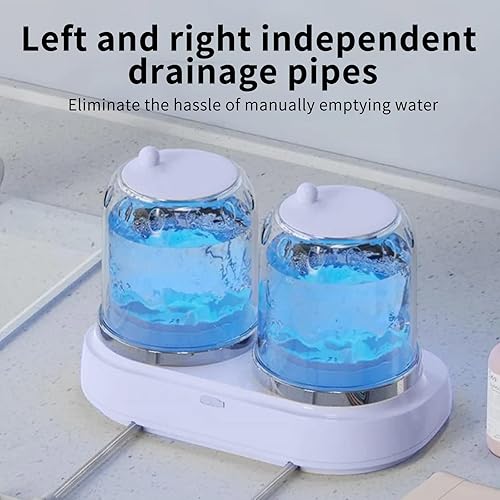 Miniatura 6 de Lavadora portátil de 2 litros con doble bañera, luz LED azul, 3 modos de lavado y vórtice de 8 dimensiones. Incluye manguera de drenaje. Mini