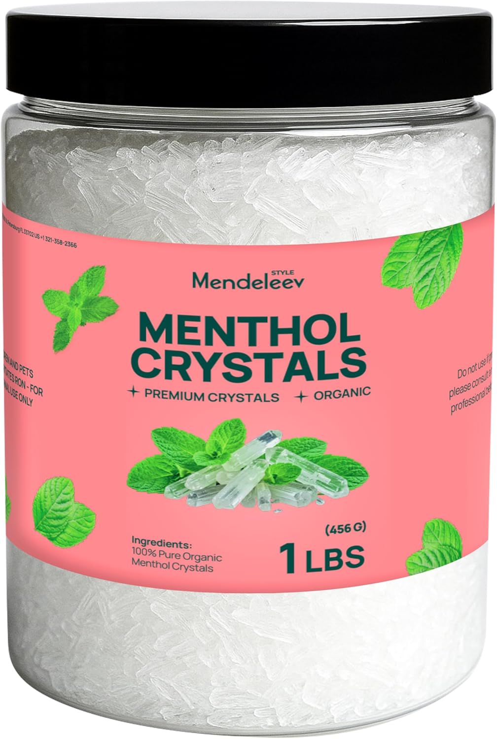 1 Lb Menthol Crystals - Pure Organic 100% Natural Spa & Home Wellness Focus