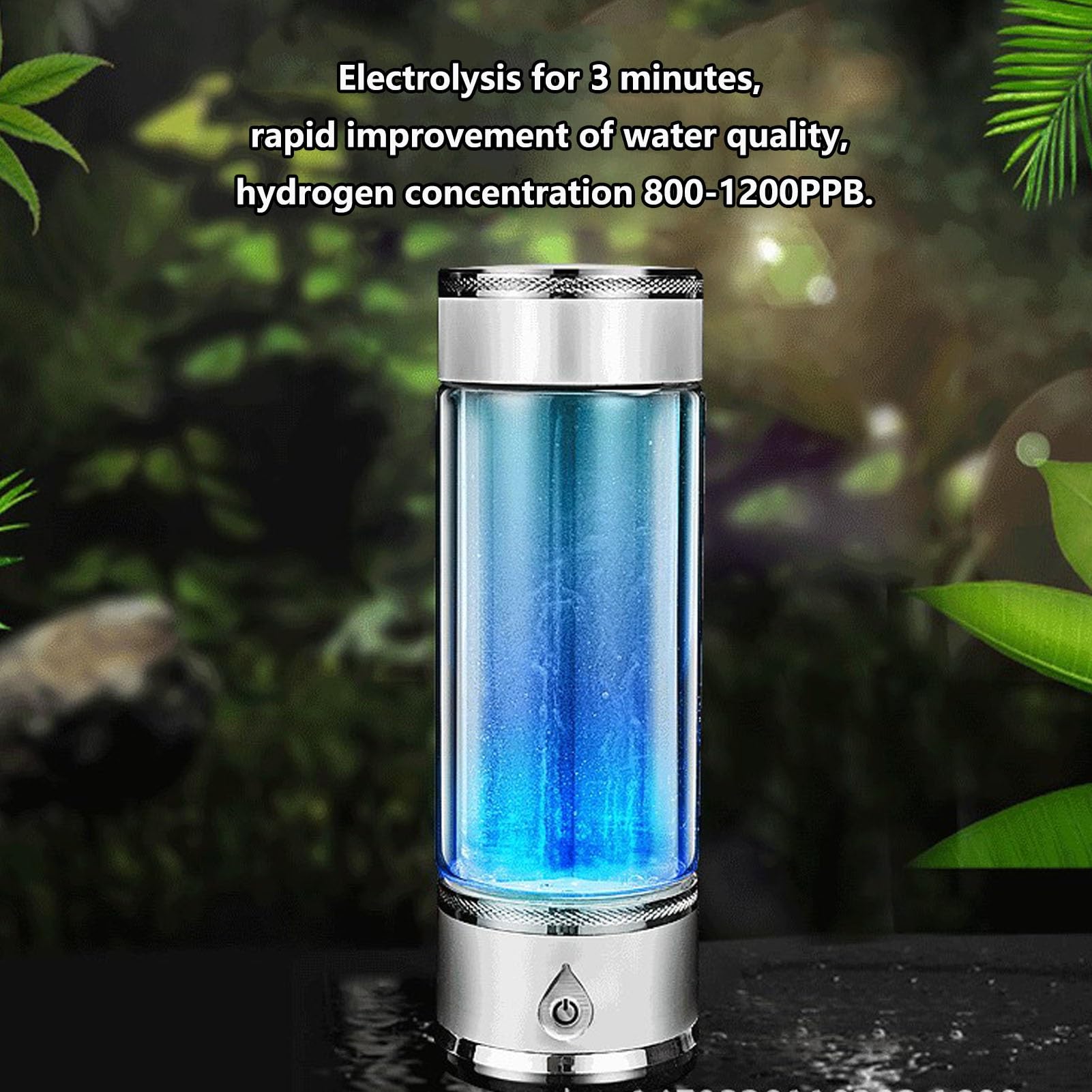 PAHION Gourde Riche en Hydrogène 420ML Portable, Générateur avec Électrolyse Platine, Production 3min 800-1200PPB, Corps en Verre Borosilicate Double pour Usage Quotidien Maison, Bureau Et Voyages