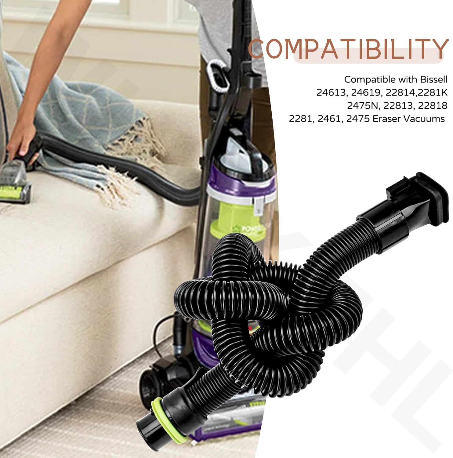 Replacement Hose for Bissell Pet Hair Eraser Vacuums 2461, 24613, 24619, 2281, 2281K, 22813, 22814, 22818, 2475, 2475N (Not for 2790 Series)