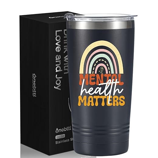 Onebttl Mental Health Gifts for Women Men, Psychiatric Mental Health Nursing Gifts,20 oz Travel Mug Tumbler, Inspirational Gifts for Friend, Colleagues, Coworkers on Birthday, Christmas