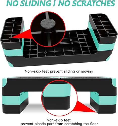 Vista 3 de Escalón de ejercicio aeróbico, escalón aeróbico ajustable para ejercicio, plataforma de entrenamiento para escalonar, plataforma de pasos de 26.5