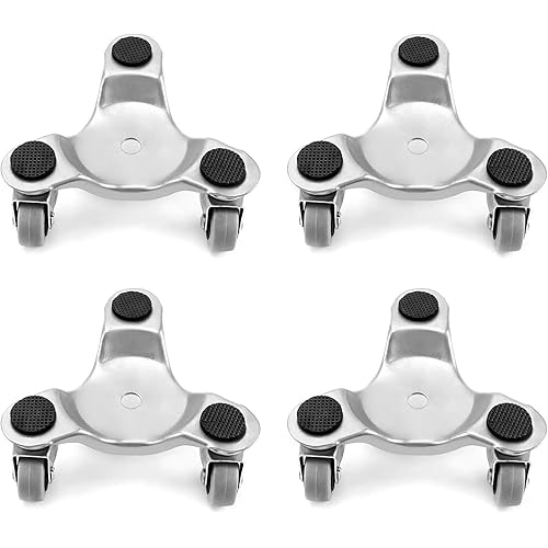 QWORK 4 pcs 6" Steel Tri-Dolly, 400 lbs Load Capacity, Great for Moving Furniture & Appliances, Durable and Easy to Use