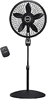 Lasko Cyclone 18" Oscillating Pedestal Fan with Remote, Adjustable Height up to 54", 3 Speeds, 4-Hour Timer - Model 1843 Black